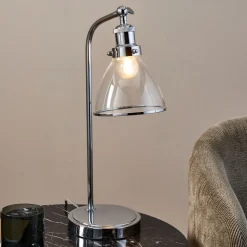 Brunswick Polished Nickel & Glass Desk Table Lamp
