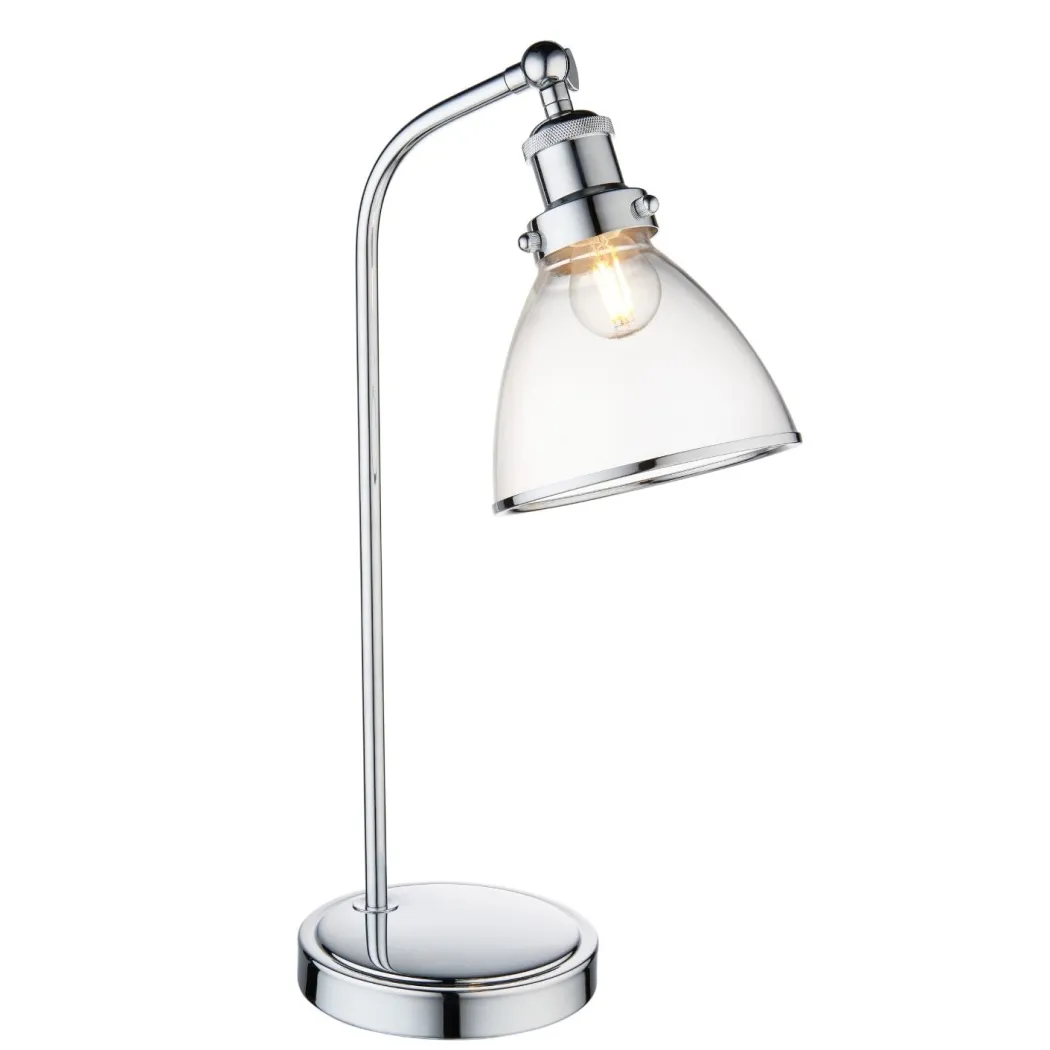 Brunswick Polished Nickel & Glass Desk Table Lamp