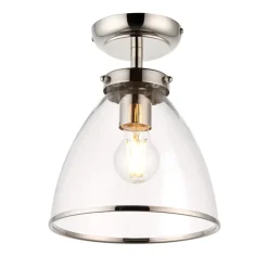 Brunswick Satin Nickel and Clear Glass Semi-Flush Ceiling Light