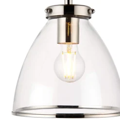 Brunswick Satin Nickel and Clear Glass Semi-Flush Ceiling Light