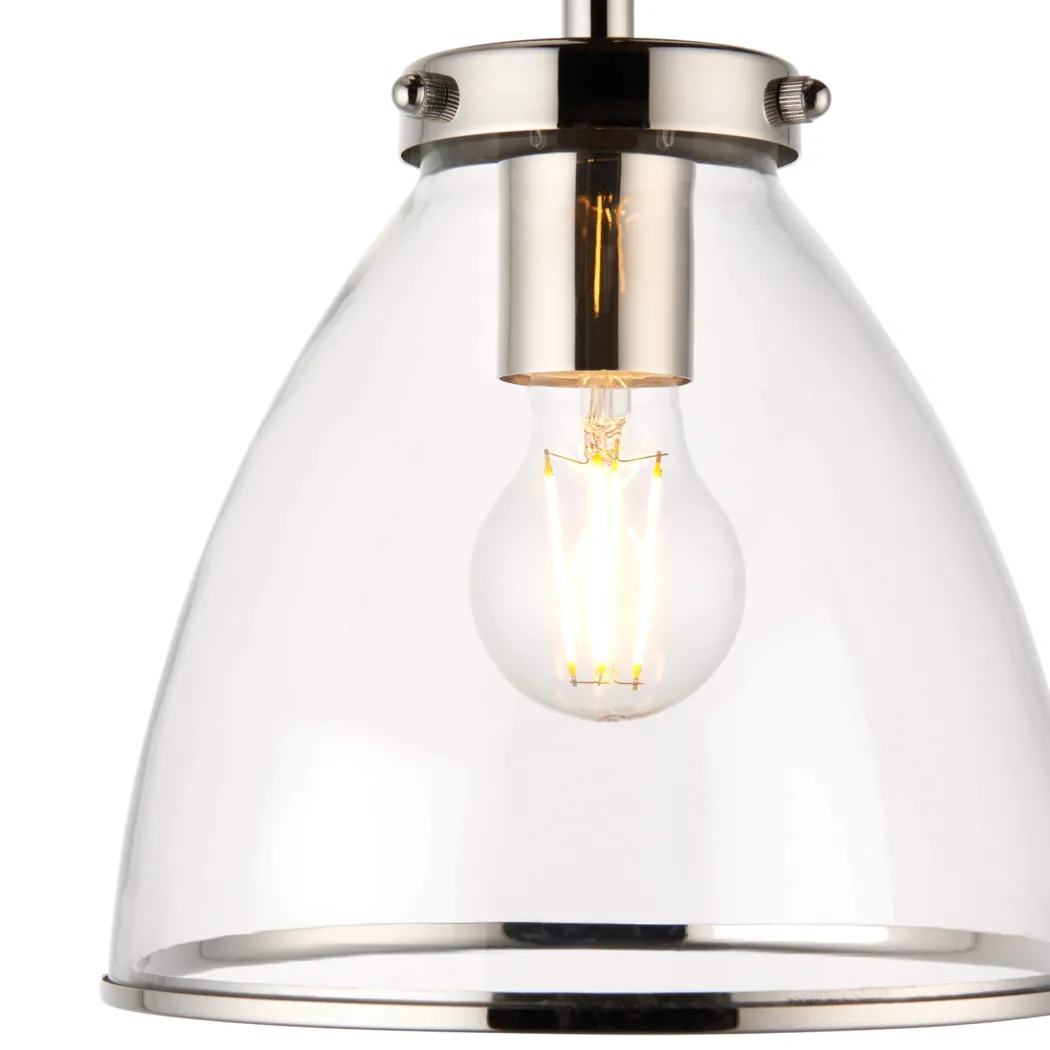 Brunswick Satin Nickel and Clear Glass Semi-Flush Ceiling Light