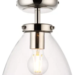 Brunswick Satin Nickel and Clear Glass Semi-Flush Ceiling Light