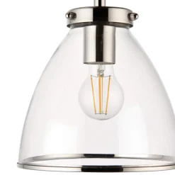 Brunswick Satin Nickel and Clear Glass Semi-Flush Ceiling Light
