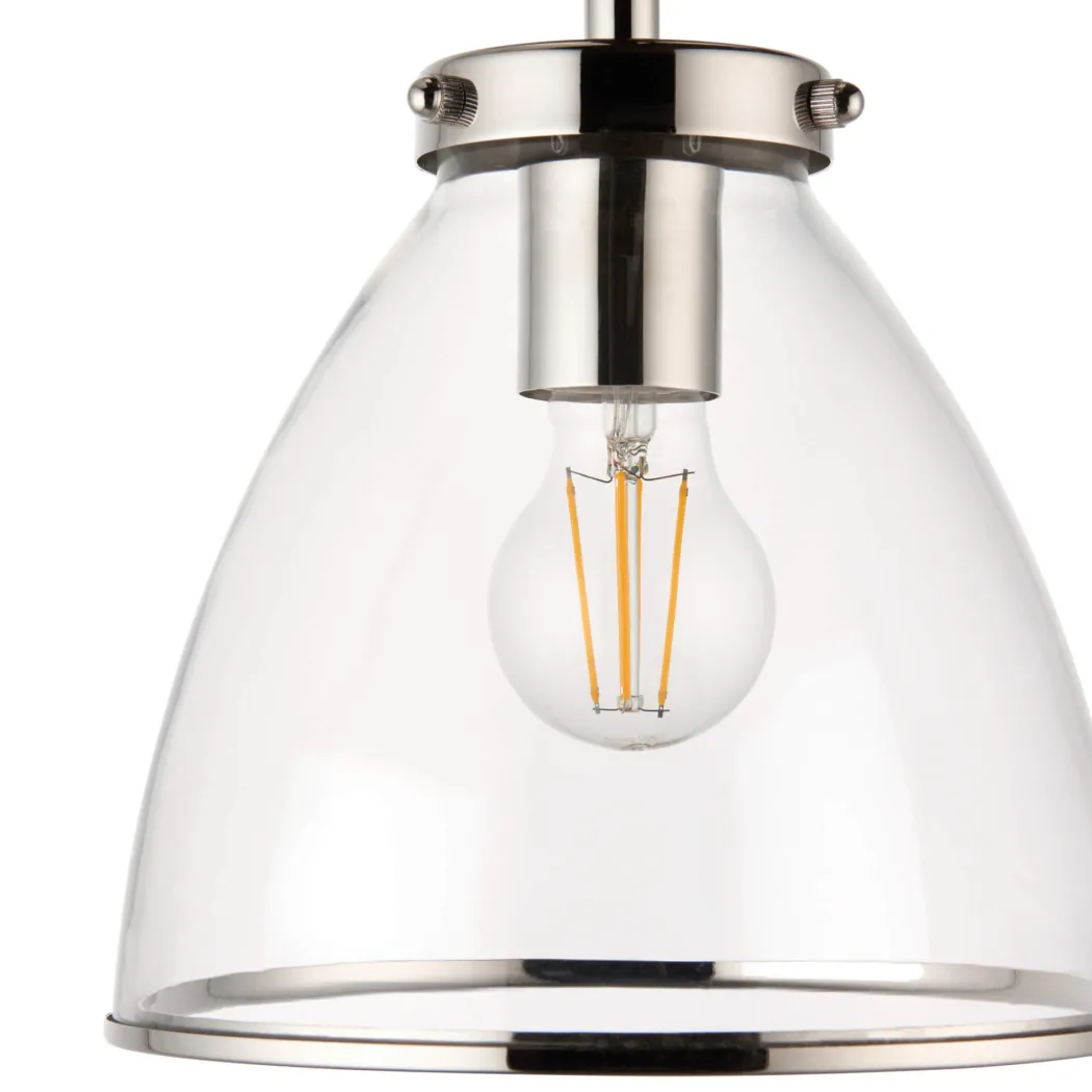 Brunswick Satin Nickel and Clear Glass Semi-Flush Ceiling Light