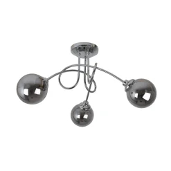 Bungo 3 Light Polished Chrome & Smoked Glass Semi Flush Ceiling Light