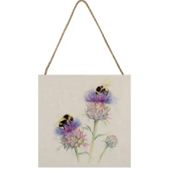 Busy Bees Small Wooden Hanging Block
