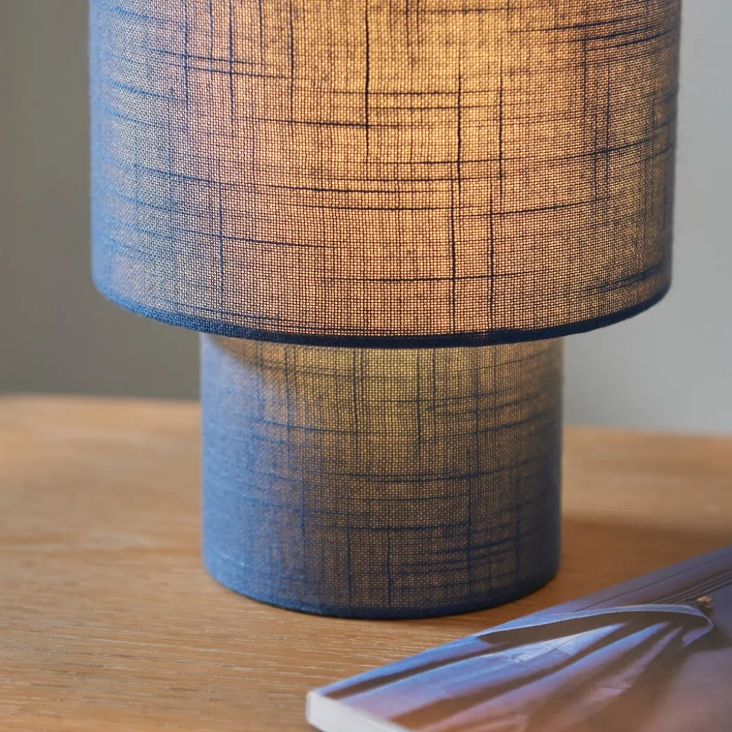 Buxton Navy Faux Linen Table Lamp