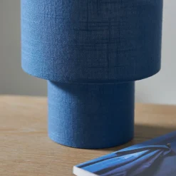 Buxton Navy Faux Linen Table Lamp