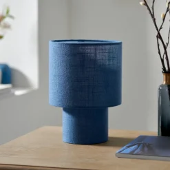 Buxton Navy Faux Linen Table Lamp
