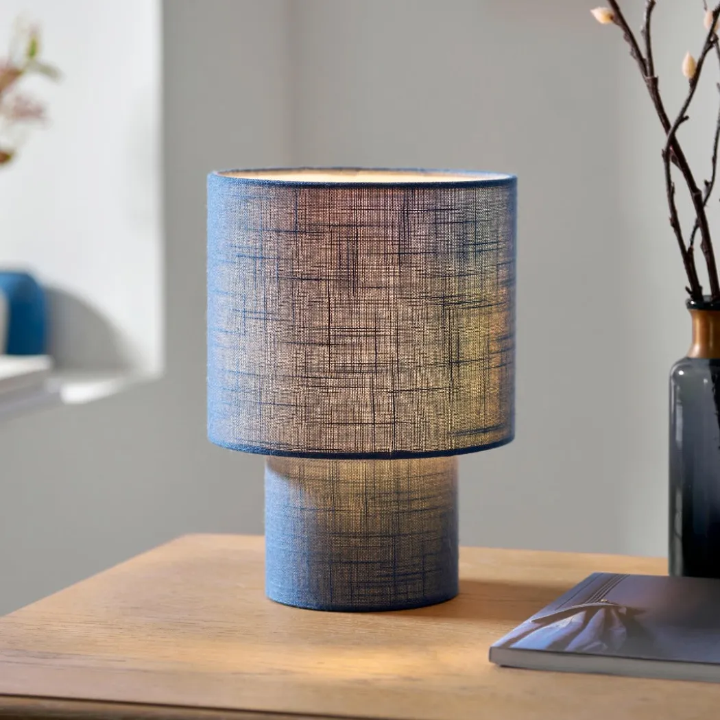 Buxton Navy Faux Linen Table Lamp