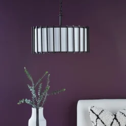 Cagliari 4 Light Matte Black & Ivory Pendant Ceiling Light