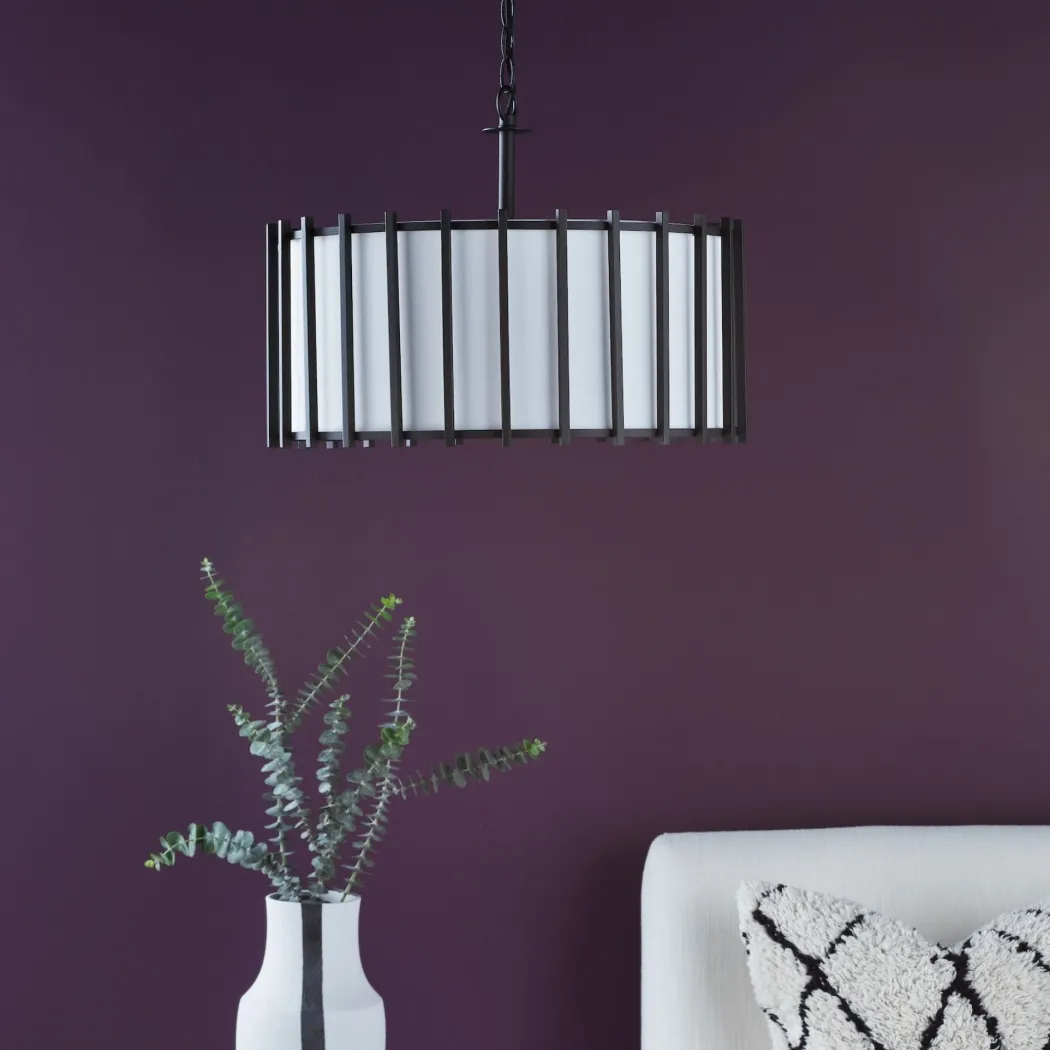 Cagliari 4 Light Matte Black & Ivory Pendant Ceiling Light