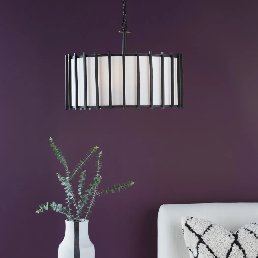 Cagliari 4 Light Matte Black & Ivory Pendant Ceiling Light