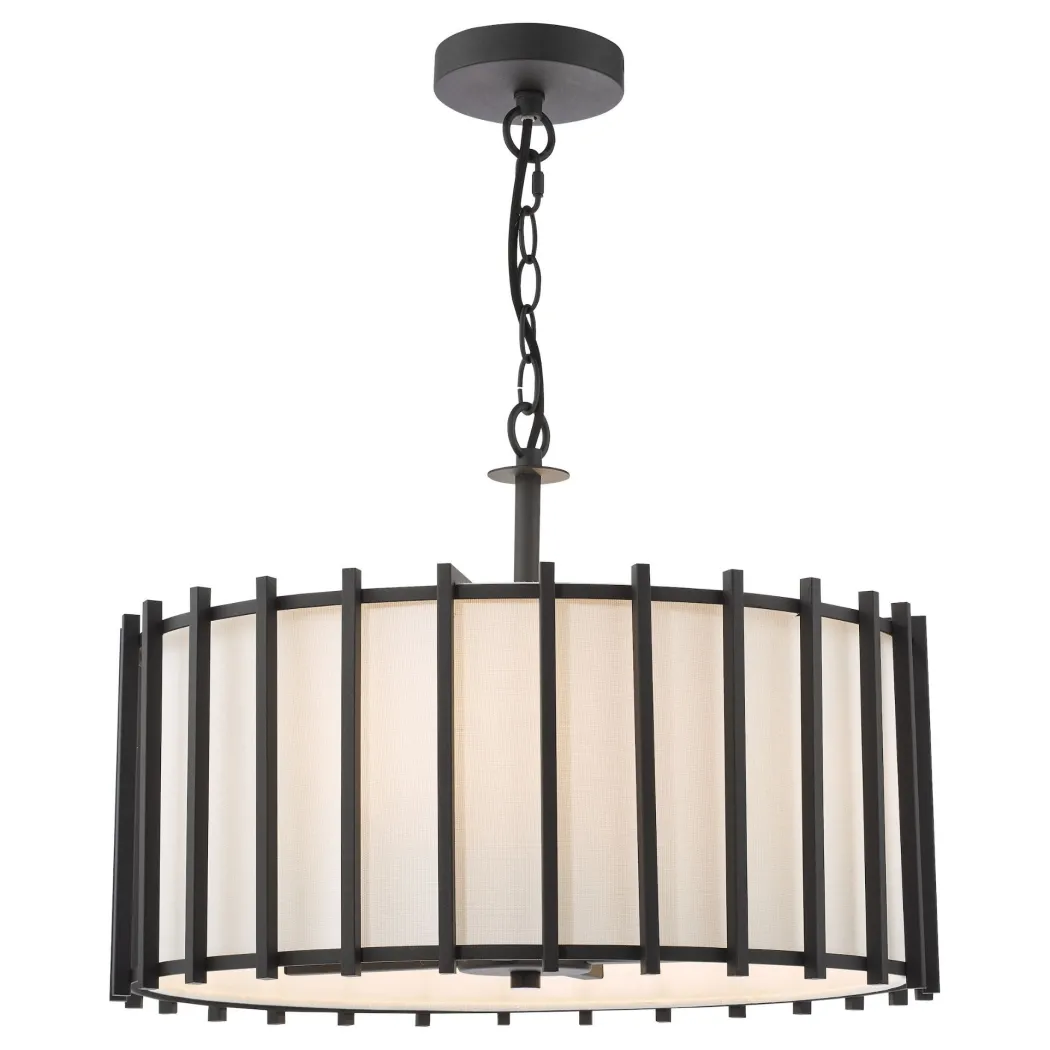 Cagliari 4 Light Matte Black & Ivory Pendant Ceiling Light
