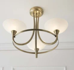 Cagney 3 Light Ceiling Light Antique Brass
