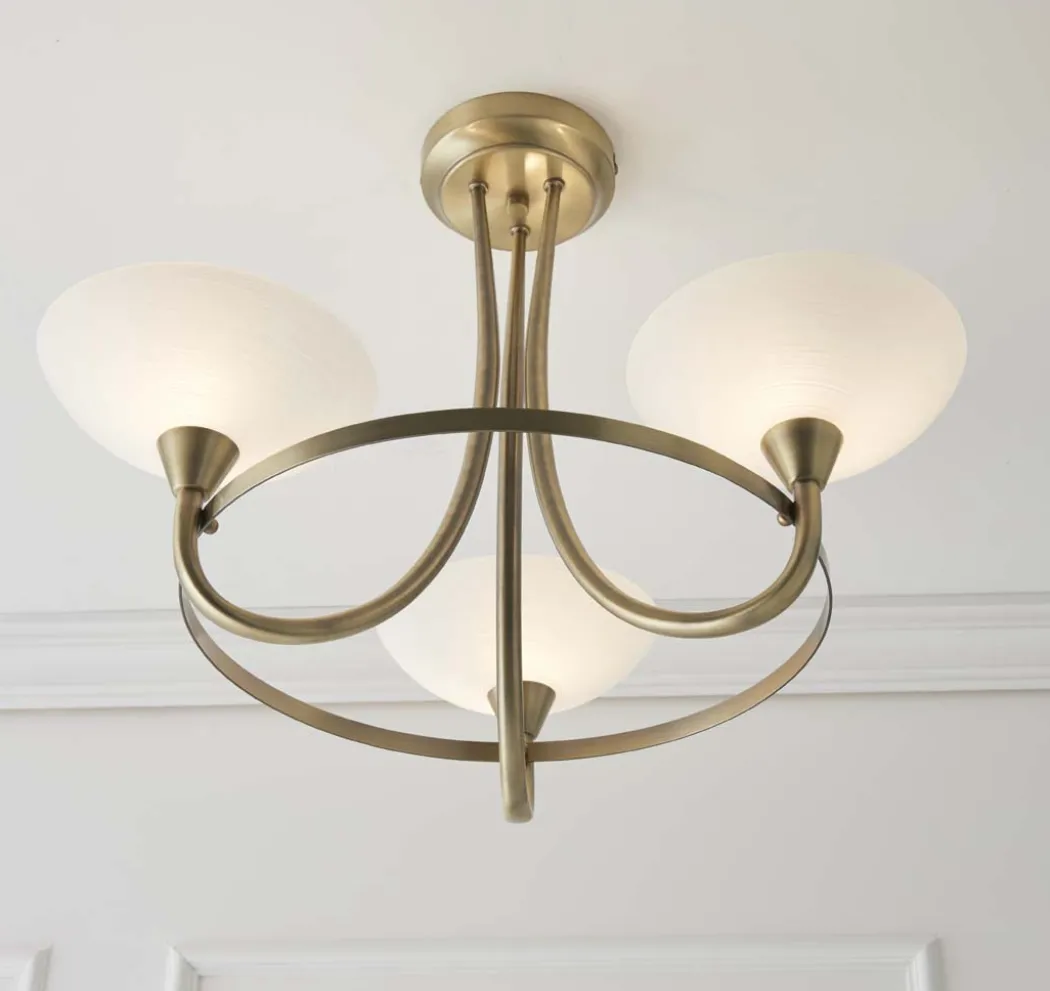 Cagney 3 Light Ceiling Light Antique Brass