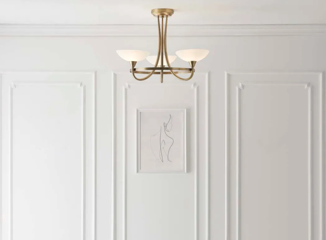 Cagney 3 Light Ceiling Light Antique Brass