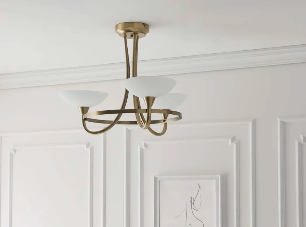 Cagney 3 Light Ceiling Light Antique Brass