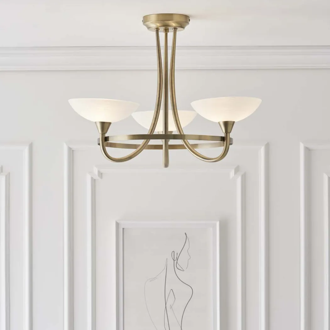 Cagney 3 Light Ceiling Light Antique Brass