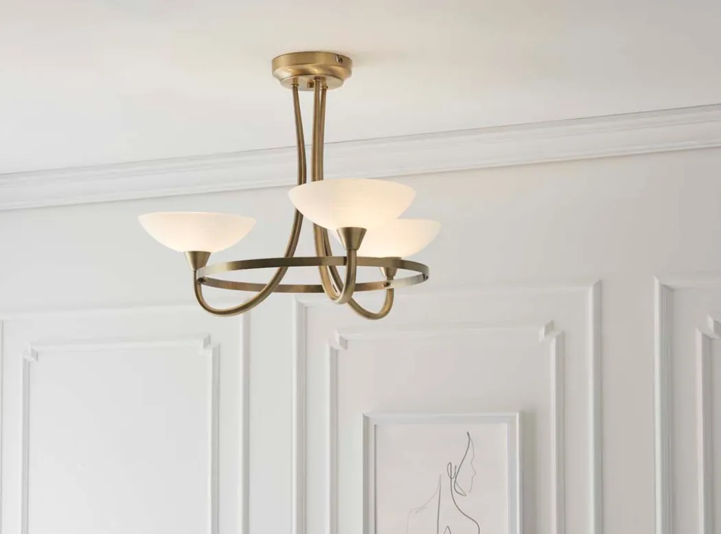 Cagney 3 Light Ceiling Light Antique Brass