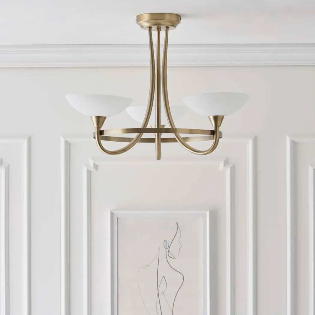 Cagney 3 Light Ceiling Light Antique Brass
