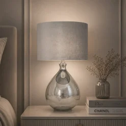 Cairo Grey & Mirror Glass Table Lamp