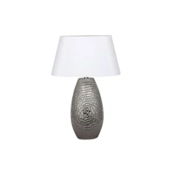 Caitlin Silver Oval Ceramic Table Lamp With White Shade