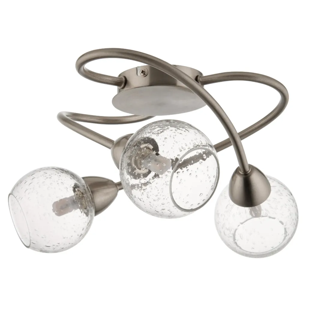Callen Satin Nickel 3 Light Flush Ceiling Light
