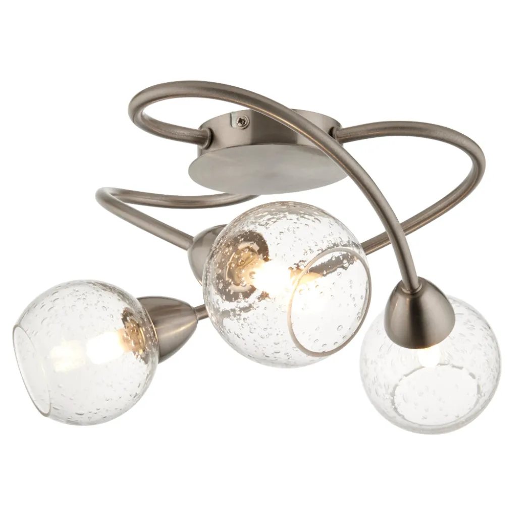 Callen Satin Nickel 3 Light Flush Ceiling Light
