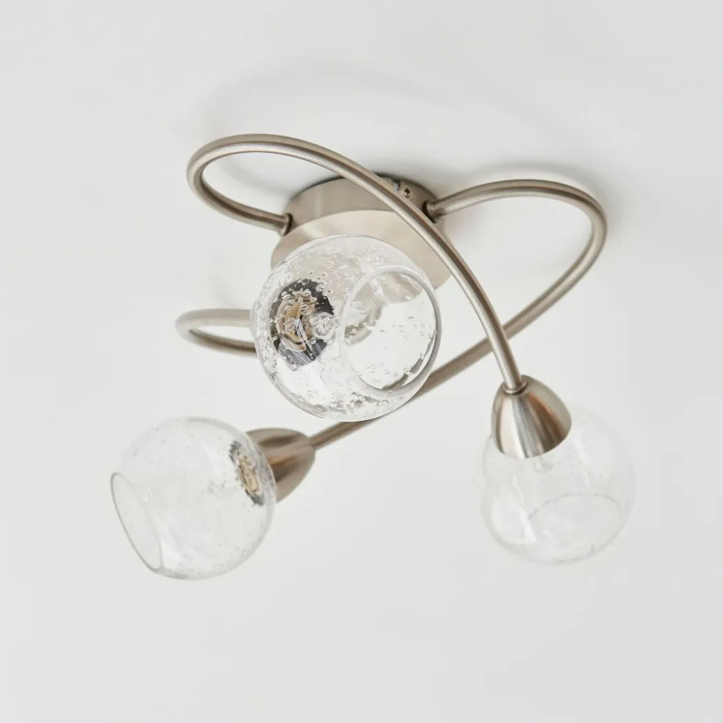 Callen Satin Nickel 3 Light Flush Ceiling Light