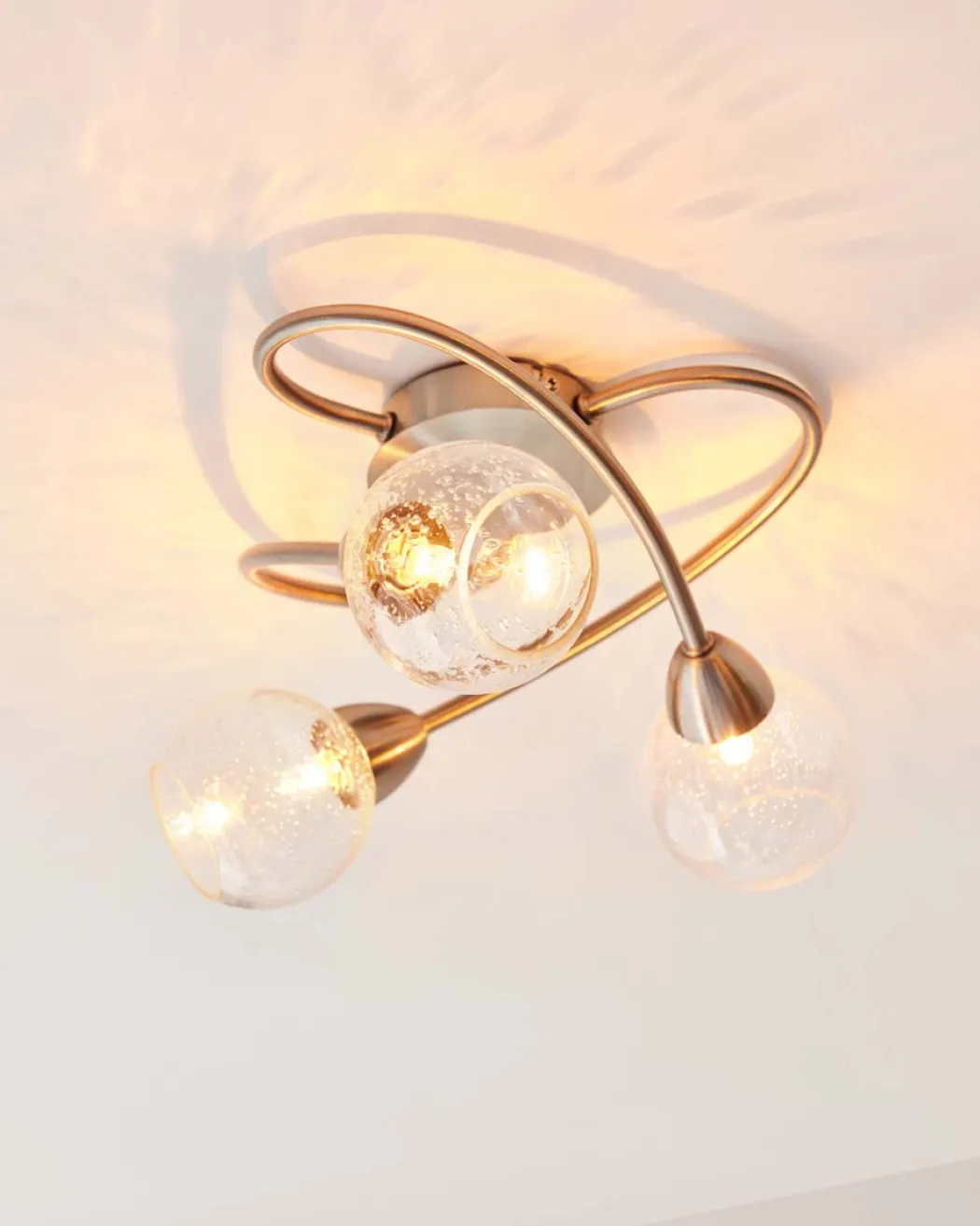 Callen Satin Nickel 3 Light Flush Ceiling Light