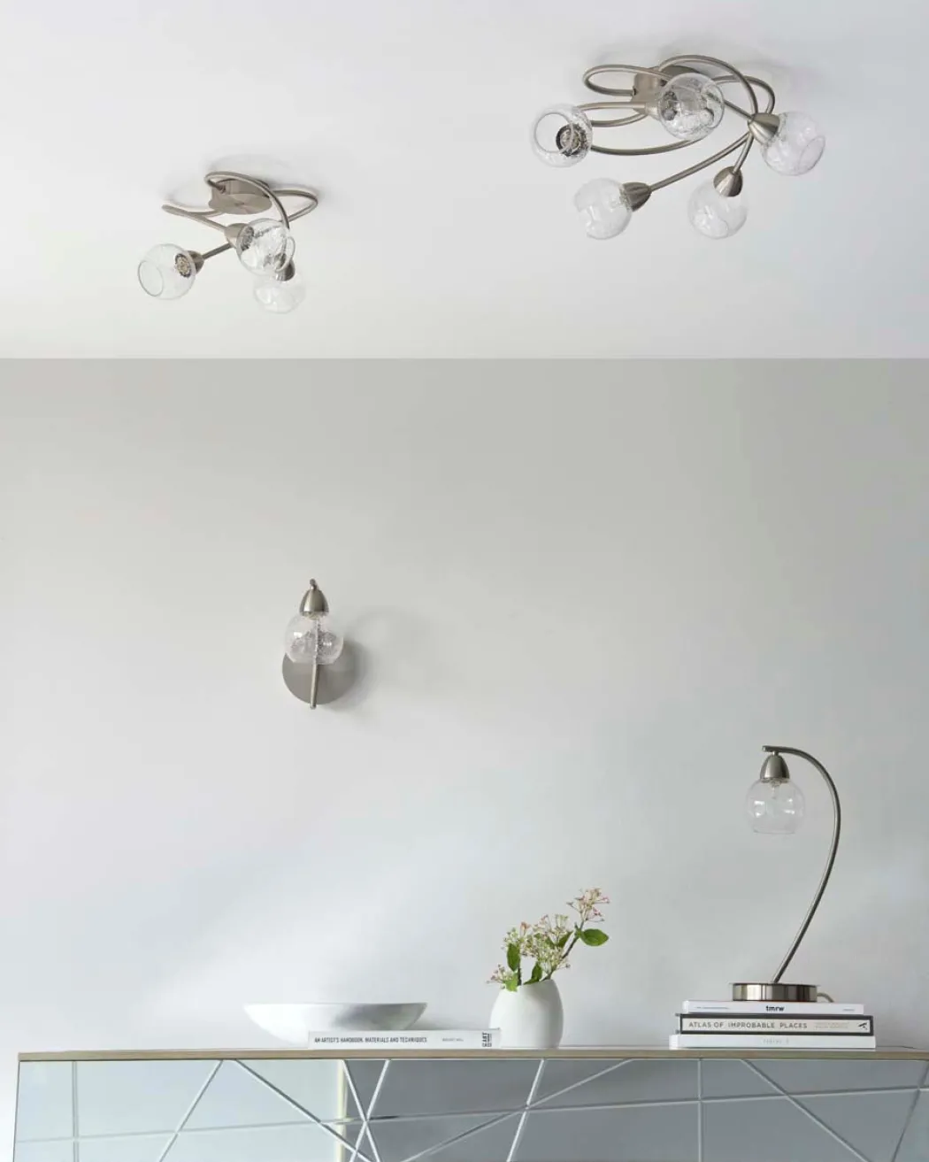 Callen Satin Nickel 3 Light Flush Ceiling Light