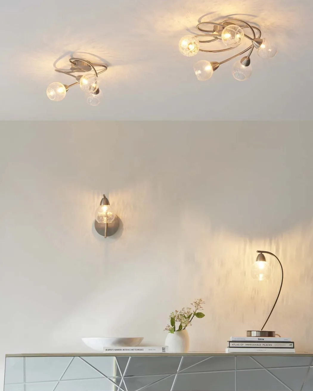 Callen Satin Nickel 3 Light Flush Ceiling Light