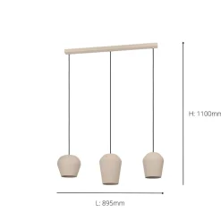 Cambaito 3 Light Sand Ceiling Pendant Bar