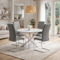 Capri 4-Seater Round Grey Dining Set