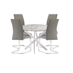 Capri 4-Seater Round Grey Dining Set