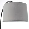 Carison Black Arc Floor Lamp with Grey Shade