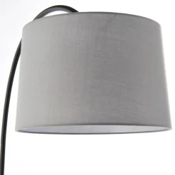 Carison Black Arc Floor Lamp with Grey Shade