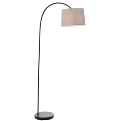 Carison Black Arc Floor Lamp with Grey Shade