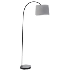 Carison Black Arc Floor Lamp with Grey Shade