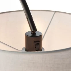 Carison Black Arc Floor Lamp with Grey Shade