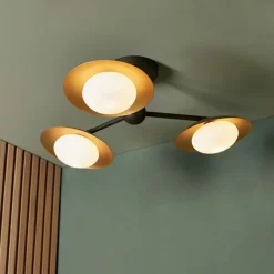 Carrei 3 Light Semi Flush Gold and Bronze Ceiling Light