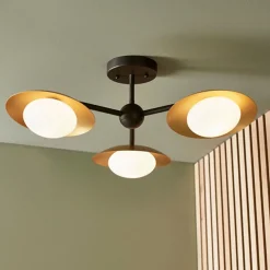 Carrei 3 Light Semi Flush Gold and Bronze Ceiling Light