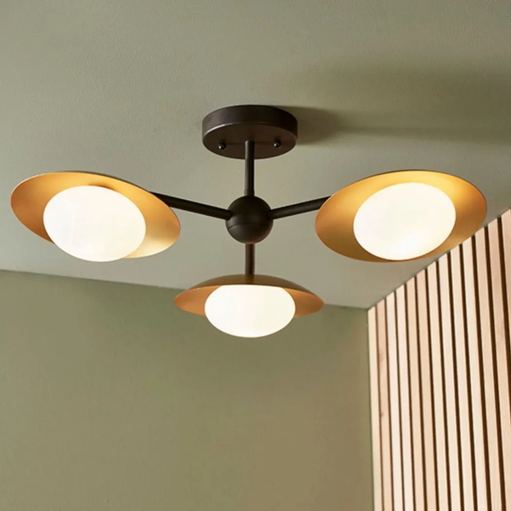 Carrei 3 Light Semi Flush Gold and Bronze Ceiling Light