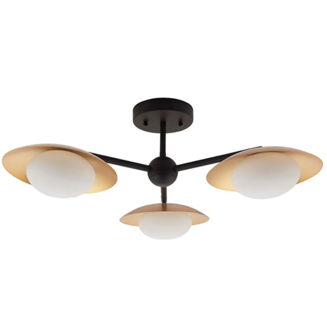Carrei 3 Light Semi Flush Gold and Bronze Ceiling Light