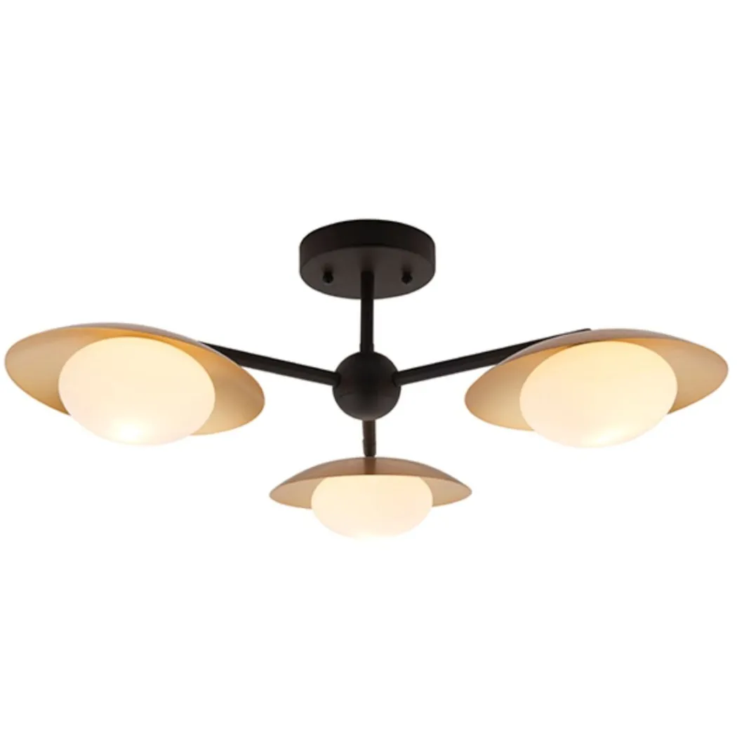 Carrei 3 Light Semi Flush Gold and Bronze Ceiling Light