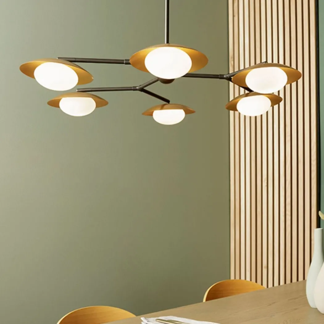 Carrei 6 Light Semi Flush Gold and Bronze Ceiling Light