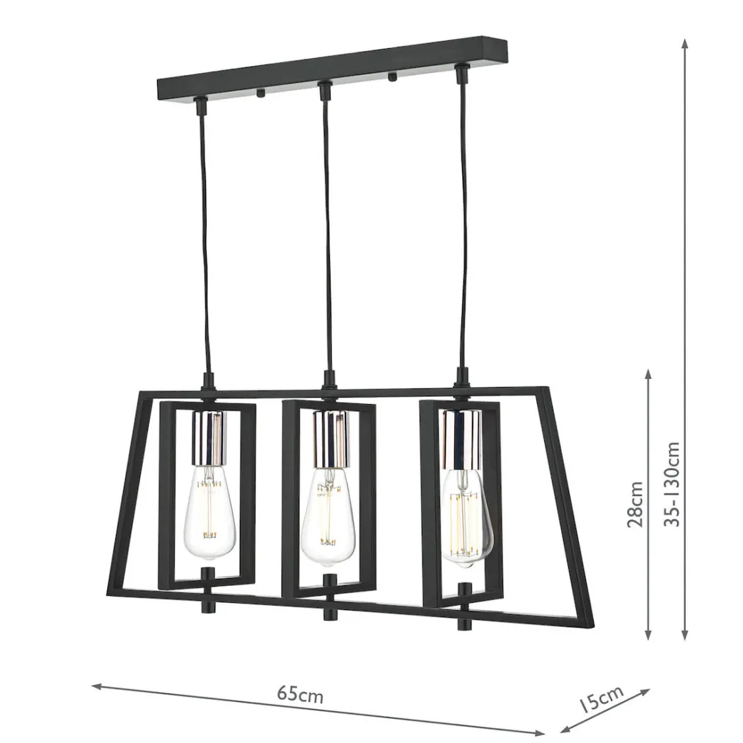 Celio 3 Light Matt Black Ceiling Bar