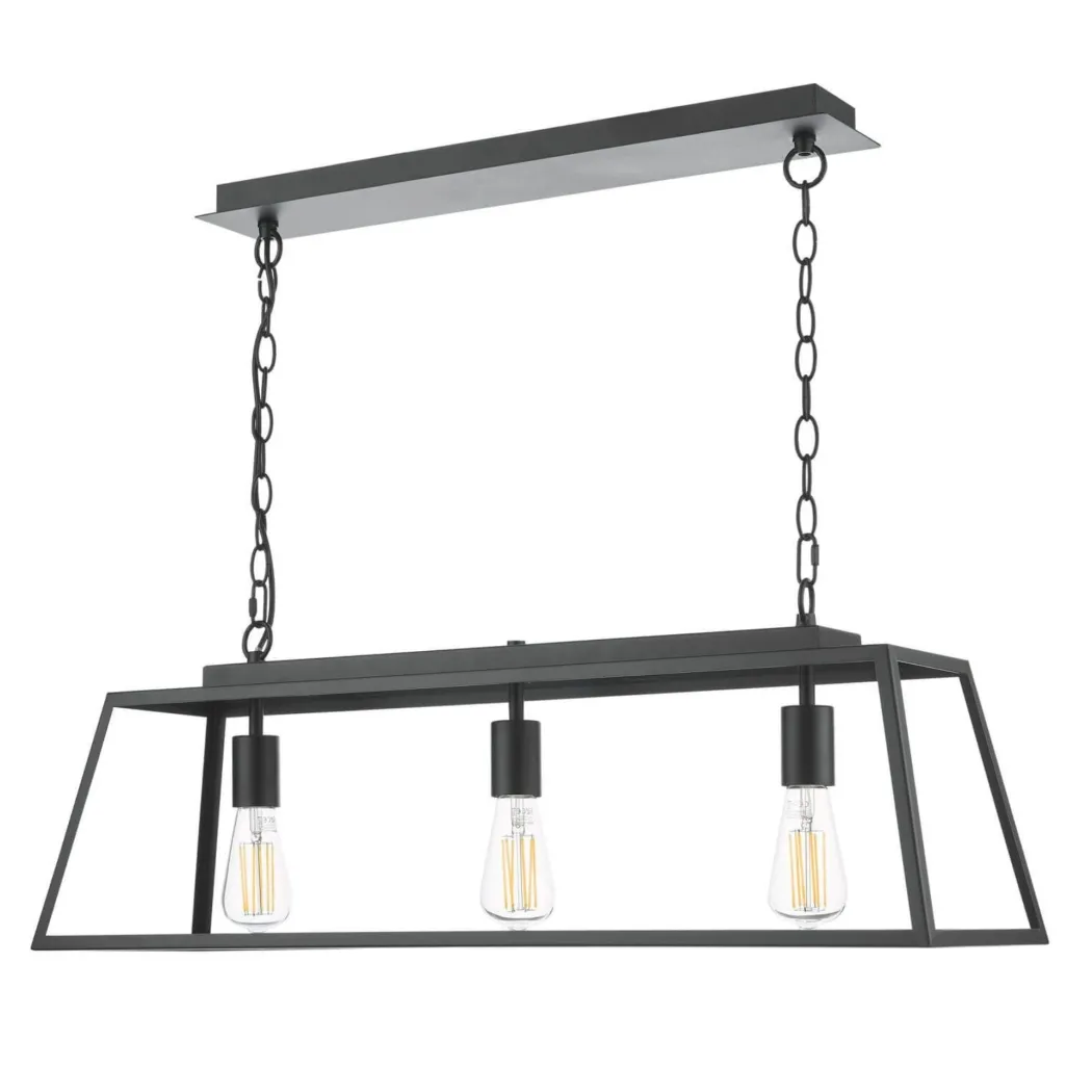 Charley 3 Light Matte Black Ceiling Pendant Bar
