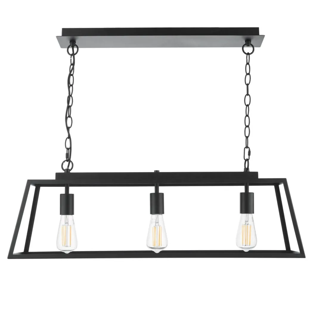 Charley 3 Light Matte Black Ceiling Pendant Bar